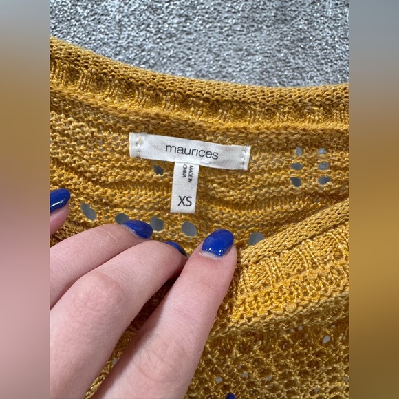 🔴Maurice’s Yellow Solid Open Stitch Boat Neck Sweater - Picture 3 of 4